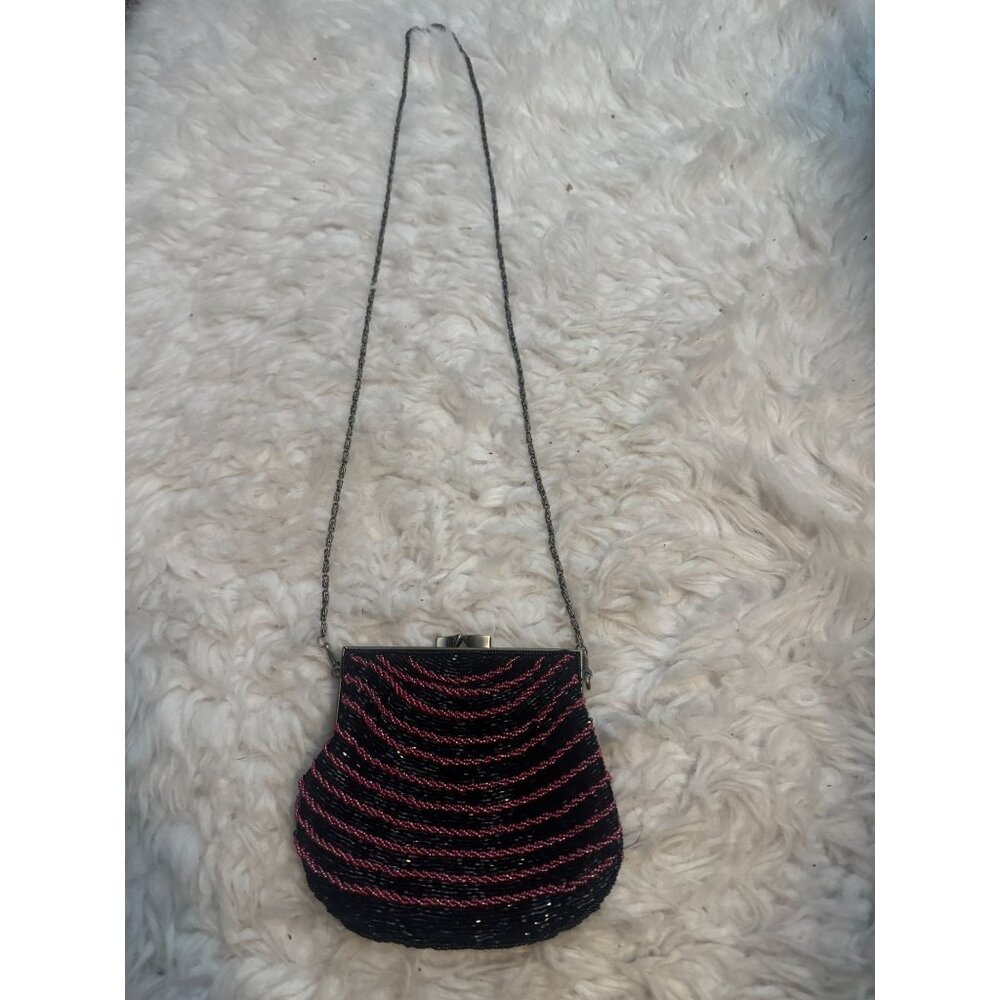 Vintage INS Beaded Purse Handbag with Metal Chain Strap